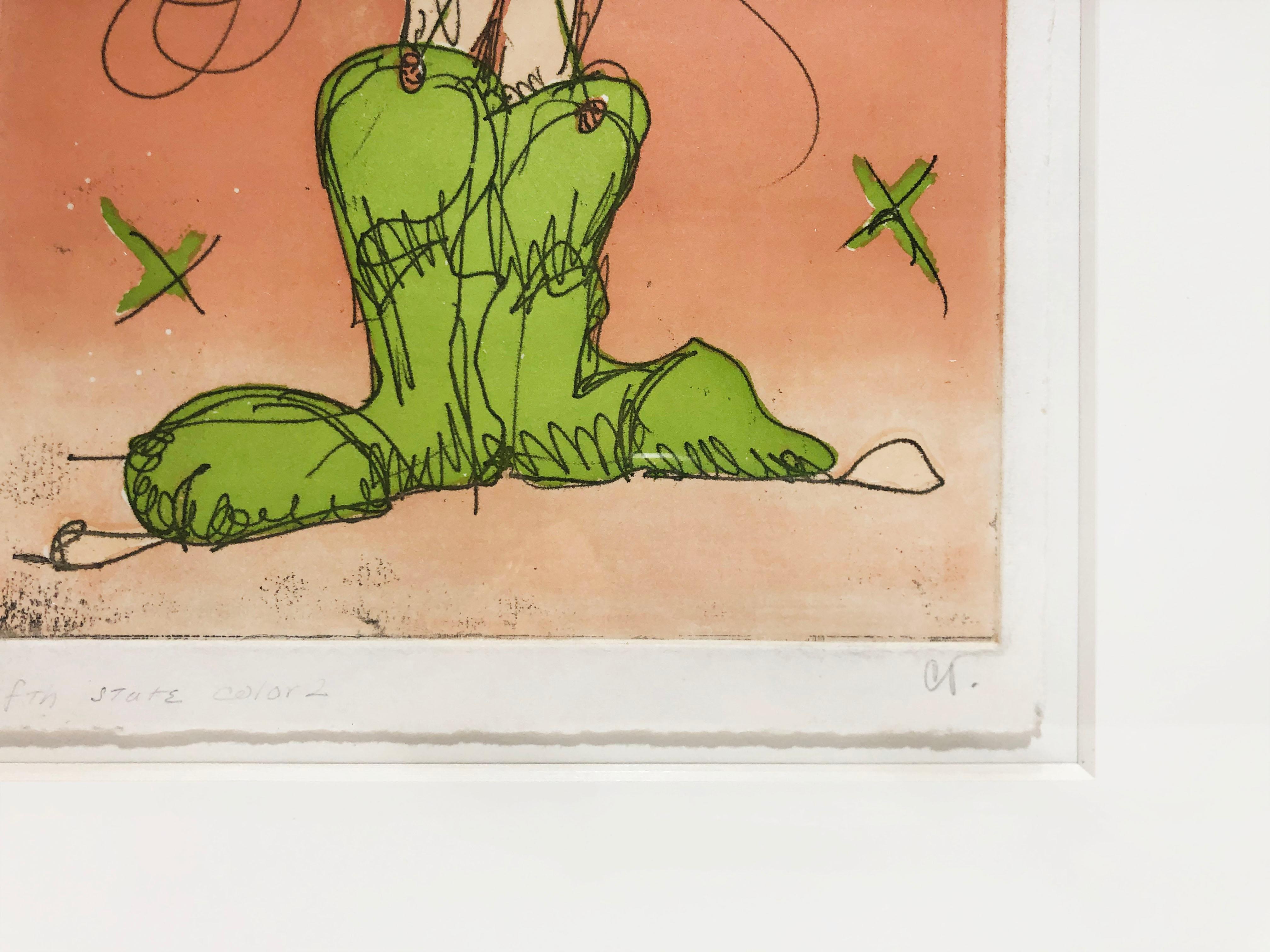 Boot Fairy (fifth state color 2) framed - Beige Nude Print by Claes Oldenburg