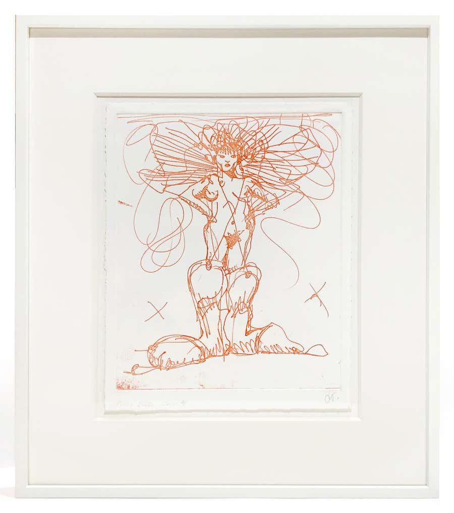 Boot Fairy (unique) Claes Oldenburg cowgirl in copper metallic framed