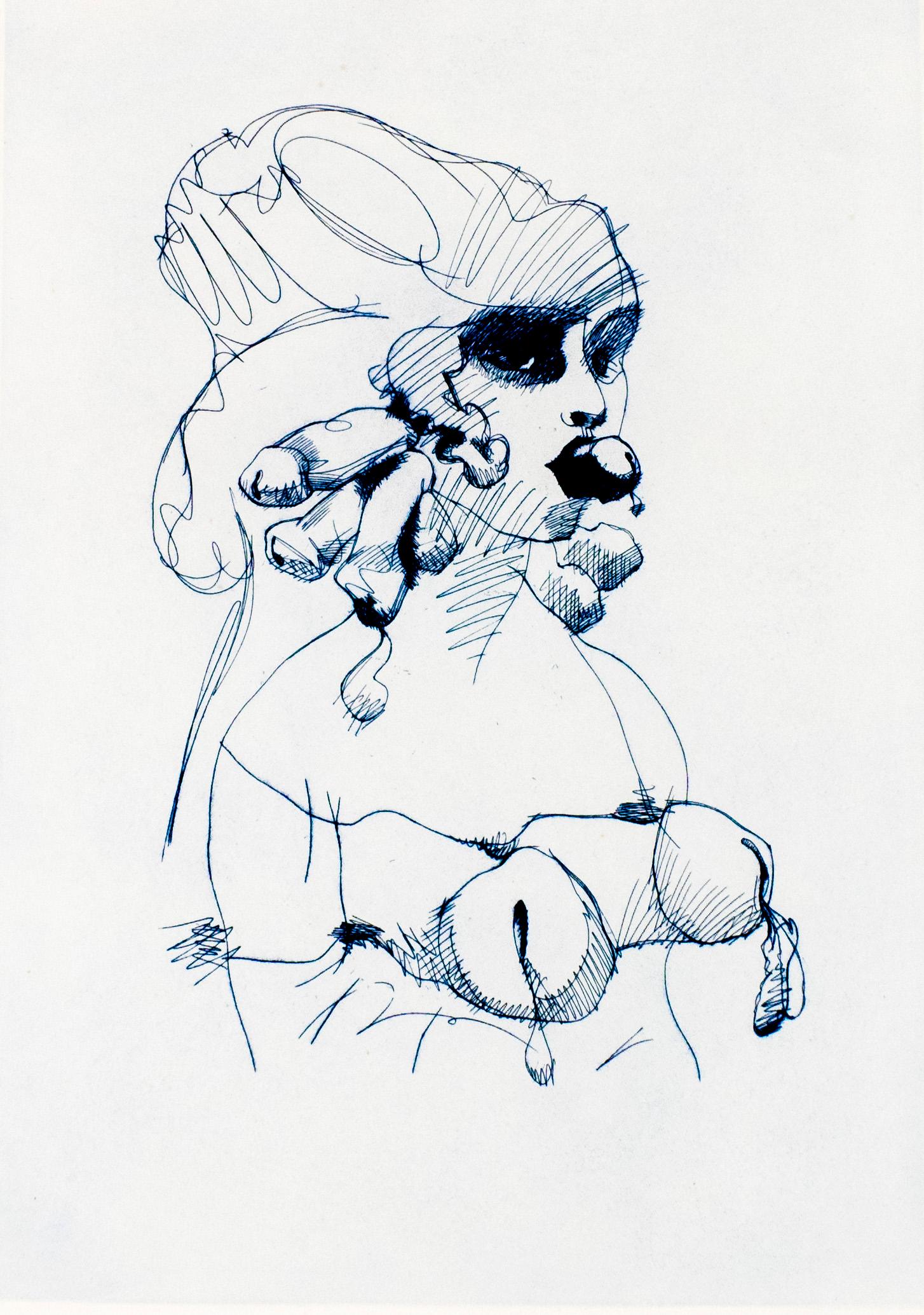 Le buste (mauve) : dessin érotique d'une femme nue liée en vente 3