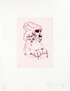 Bust (Mauve): Erotic drawing of nude bound woman