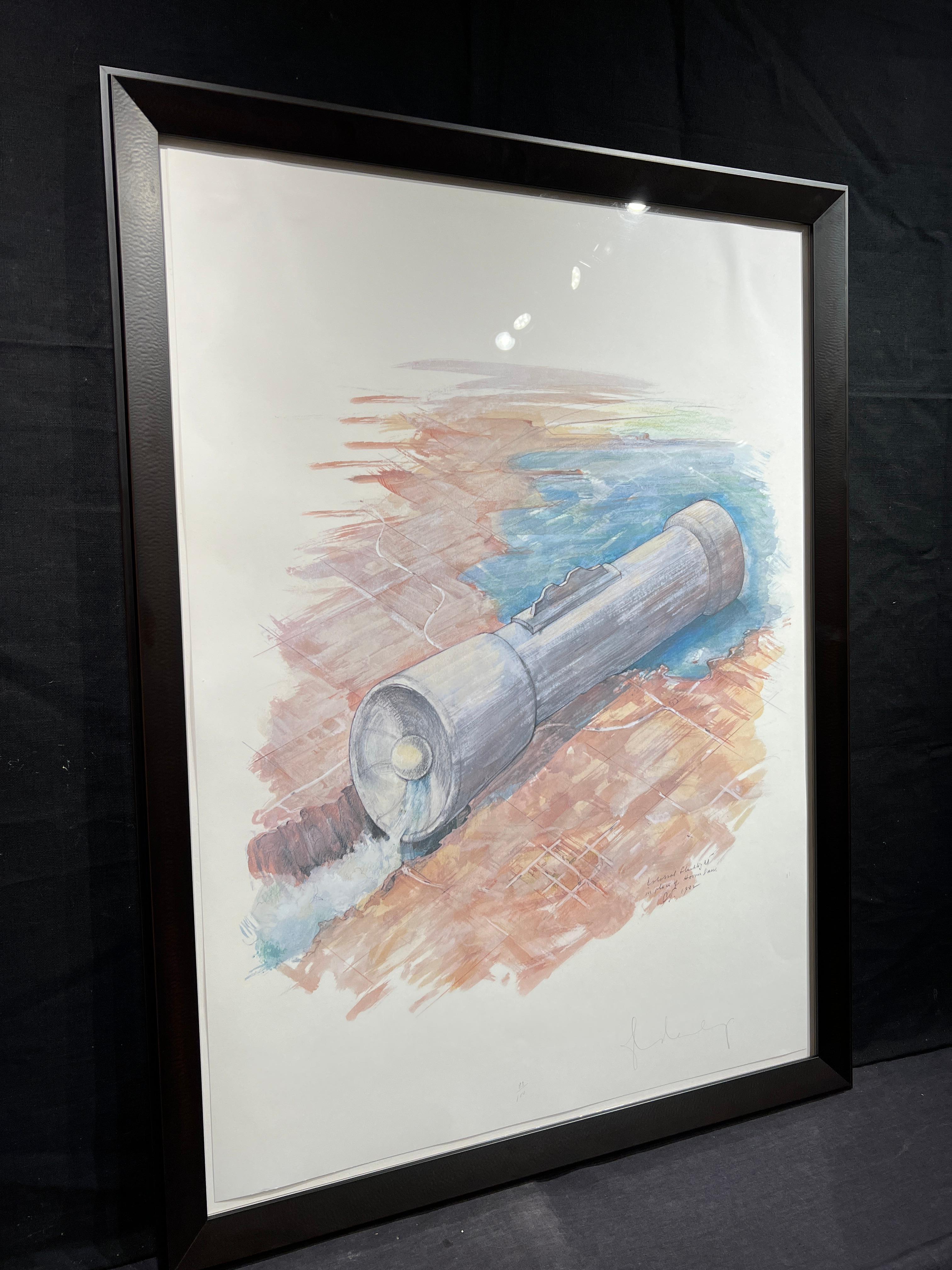 Colossal Flashlight in Place of Hoover Dam, 1982
By Claes Oldenburg (Swedish, American, 1929-2022)
Signed Lower Right 
Dated Middle Right
Unframed: 23
