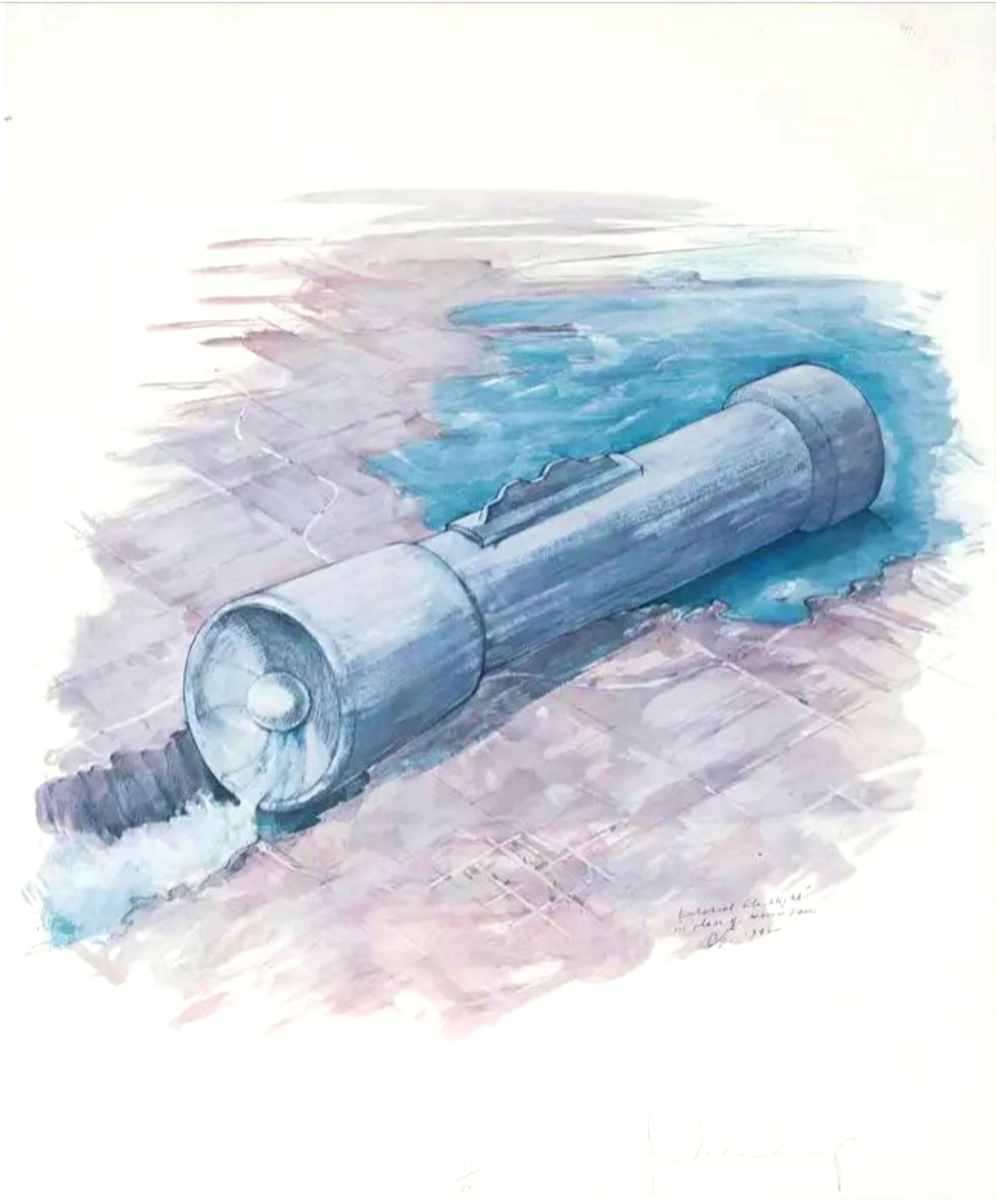Figurative Print Claes Oldenburg - Flashlight Colossal à la place du barrage de Hoover