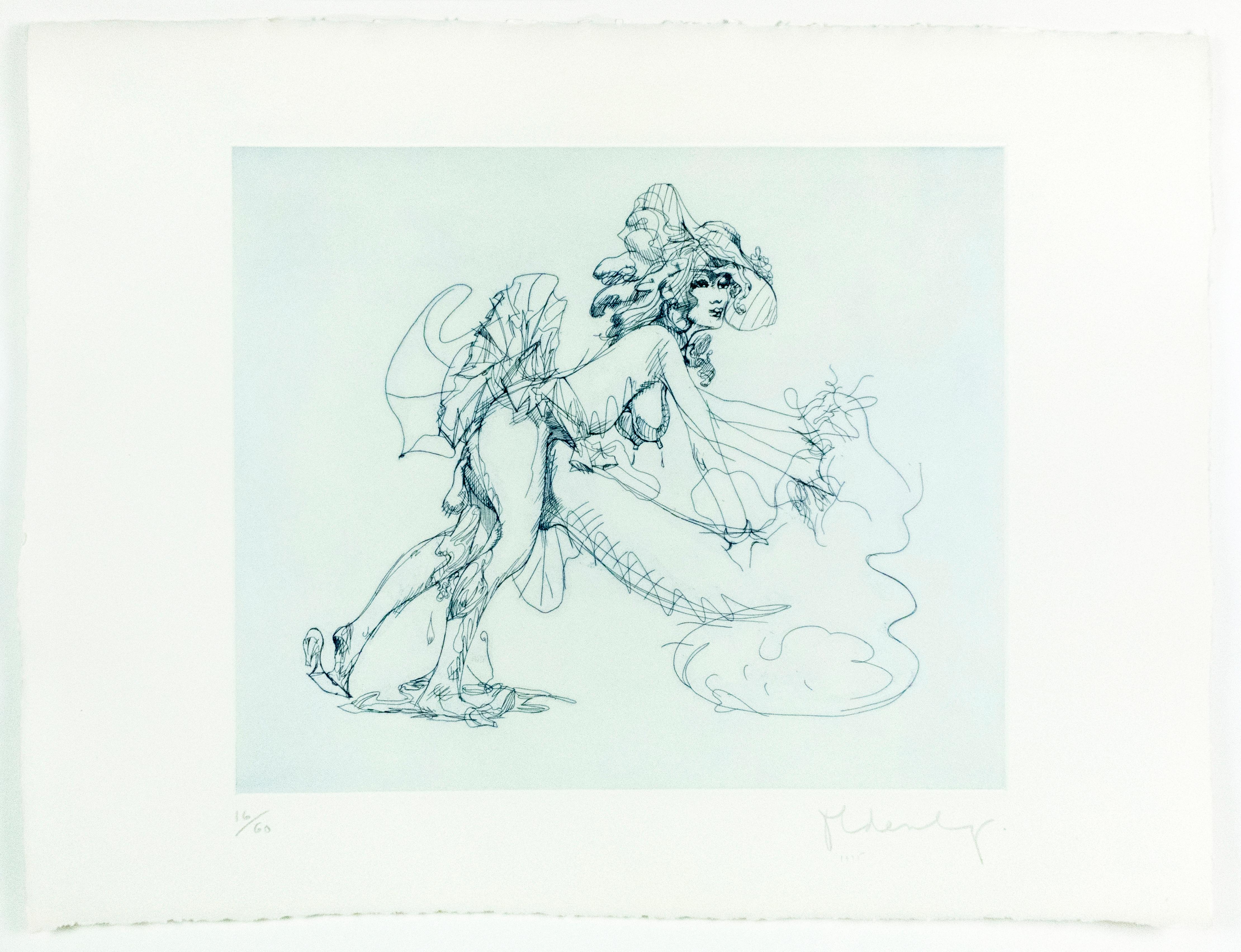 Figure en jupe Claes Oldenburg, gravure érotique et ludique de nu dans un arc-en-ciel de couleurs en vente 3