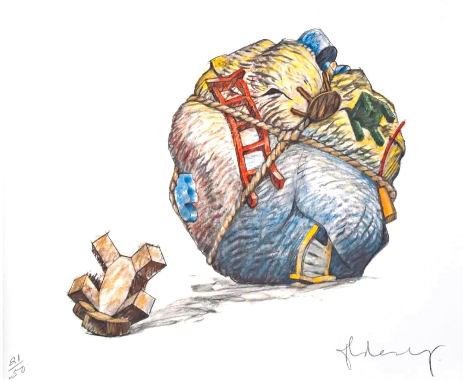 Still-Life Print Claes Oldenburg -  Balle au pied avec l'ours en peluche tombé au champ d'honneur