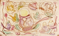 Retro Ice Cream Desserts (A) Claes Oldenburg dessert parfait etching in rainbow pastel