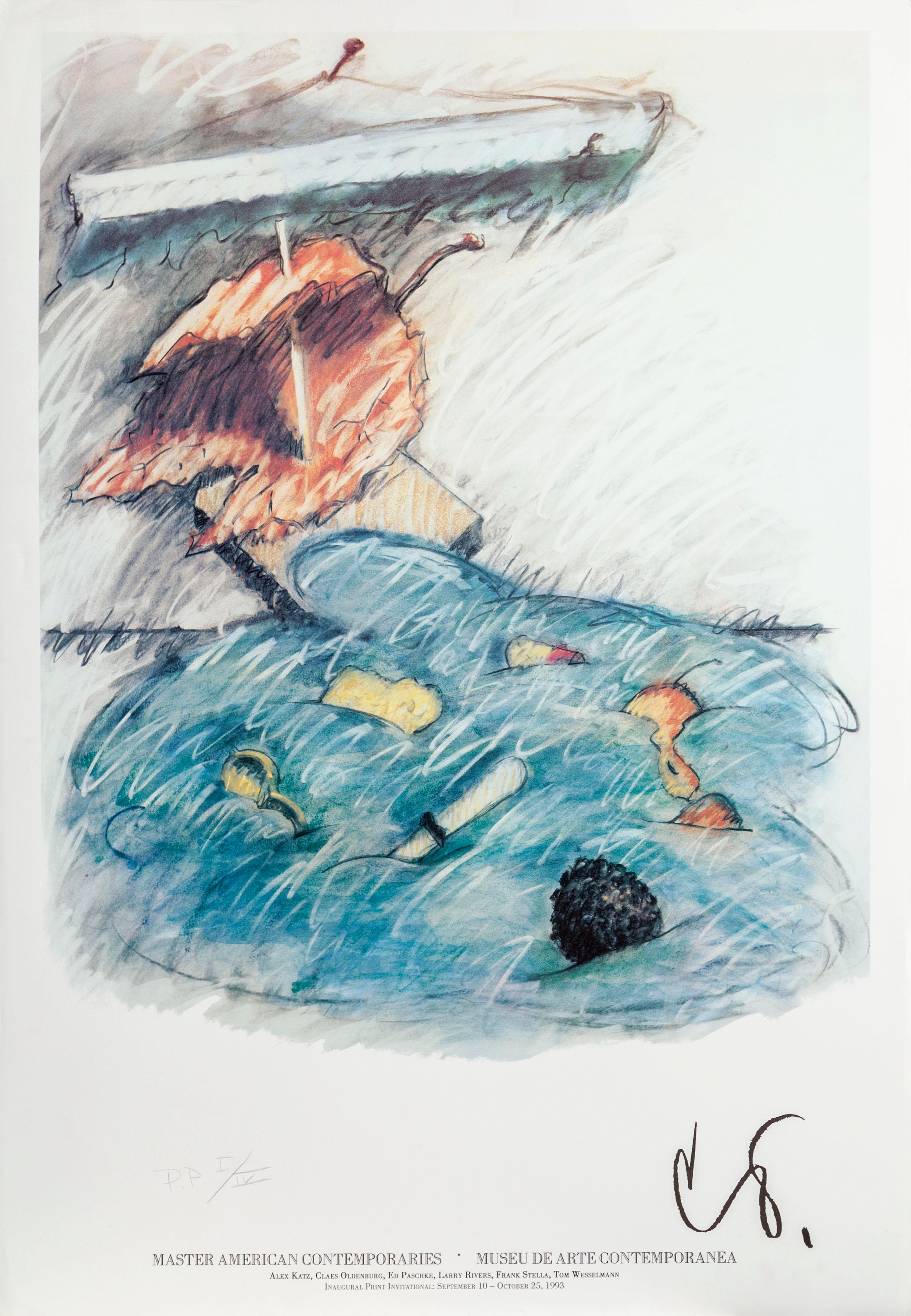 Claes Oldenburg Interior Print - Leaf Boat: Storm In the Studio for Museum of Contemporary Art in Sao Paolo