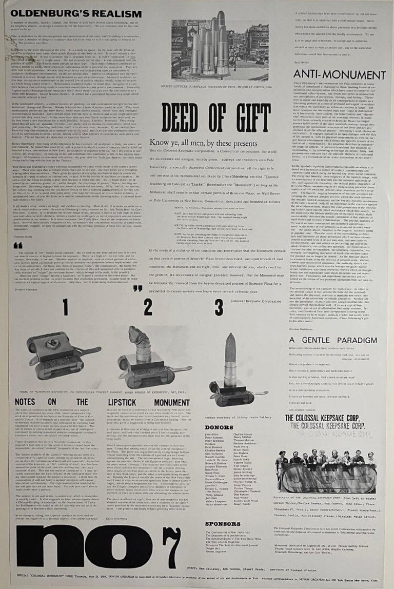 Claes Oldenburg Lipstick Ascending the Caterpillar Tracks, plus Novum