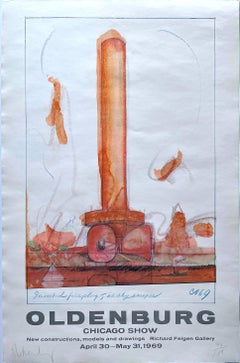 OLDENBURG Chicago Show: Inverted Fireplug as Skyscraper (Hand Signed Lithograph)