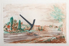 Vintage Pick Axe in Landscape, Etching by Claes Oldenburg 1982