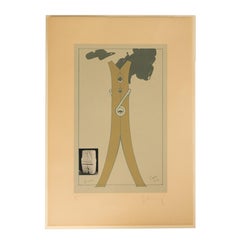 Pop Art Silk Screen Print and Collage "Clothespin Brancusi's Kiss" Philadelphia