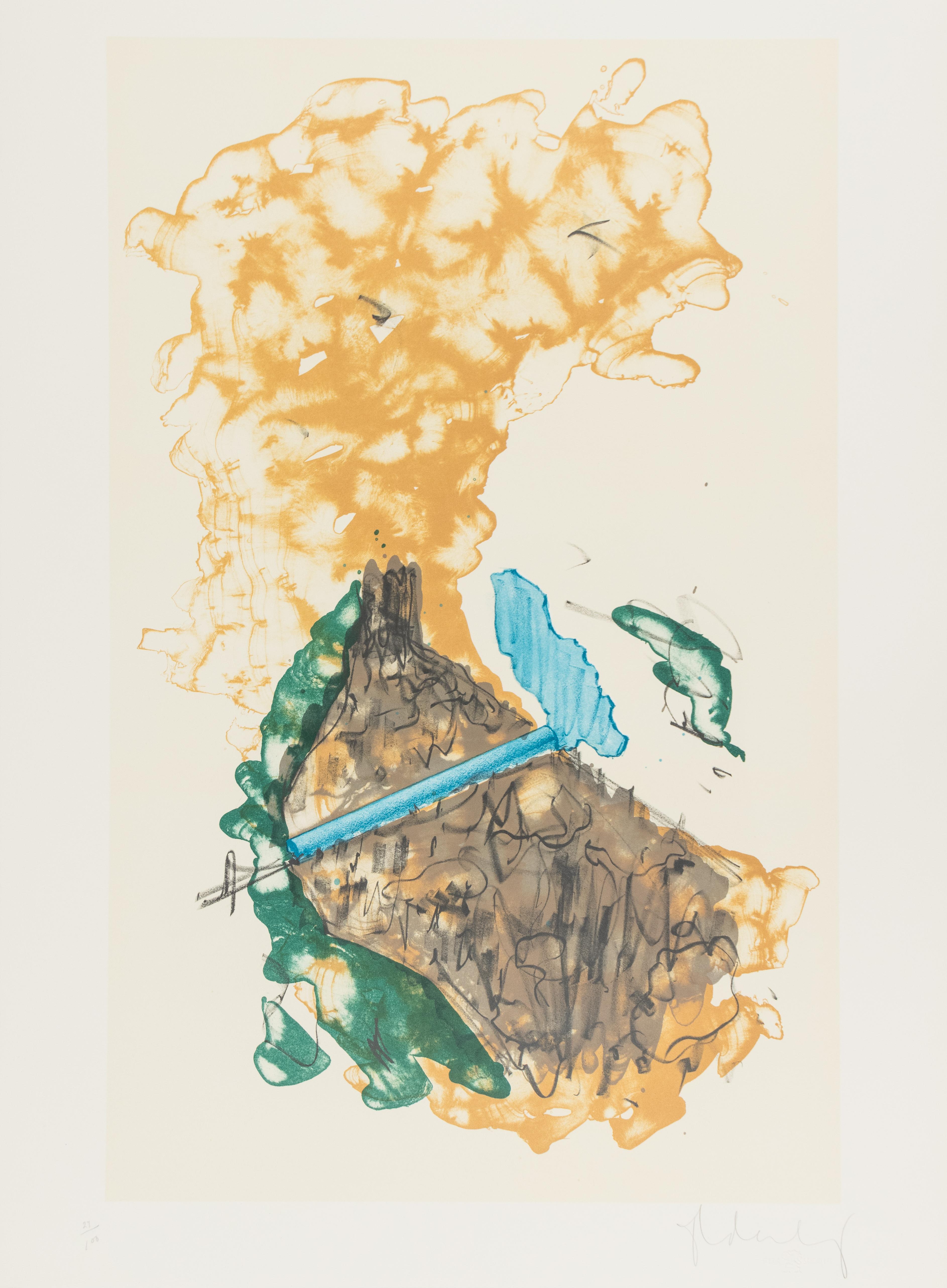 Proposition d'un chemin de fer de Broome Street en forme de cigarette et de fumée - Print de Claes Oldenburg