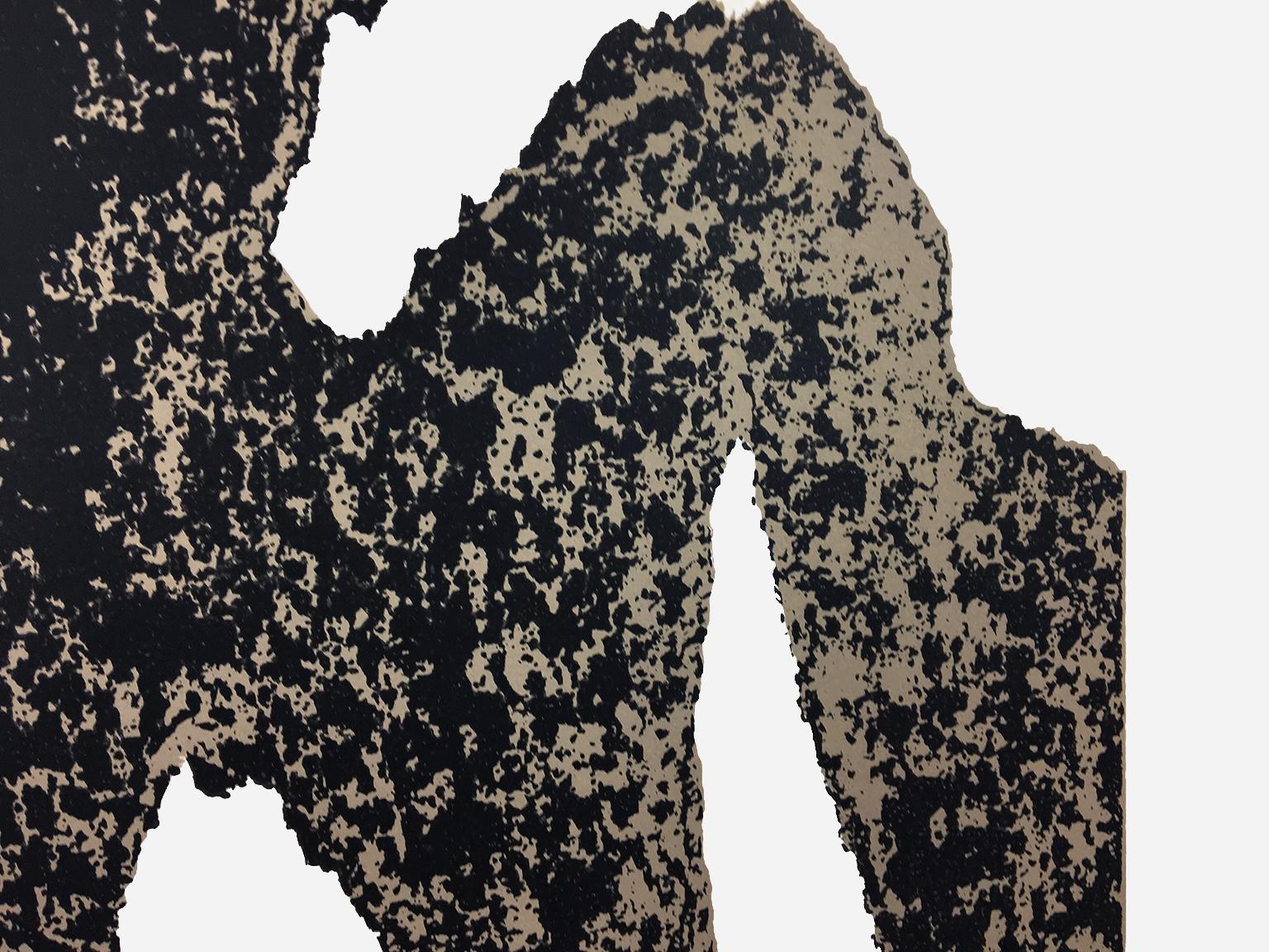 Ray Gun by Claes Oldenburg: screen print with raw black grey industrial texture  1