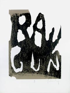 Vintage Ray Gun by Claes Oldenburg: screen print with raw black grey industrial texture 