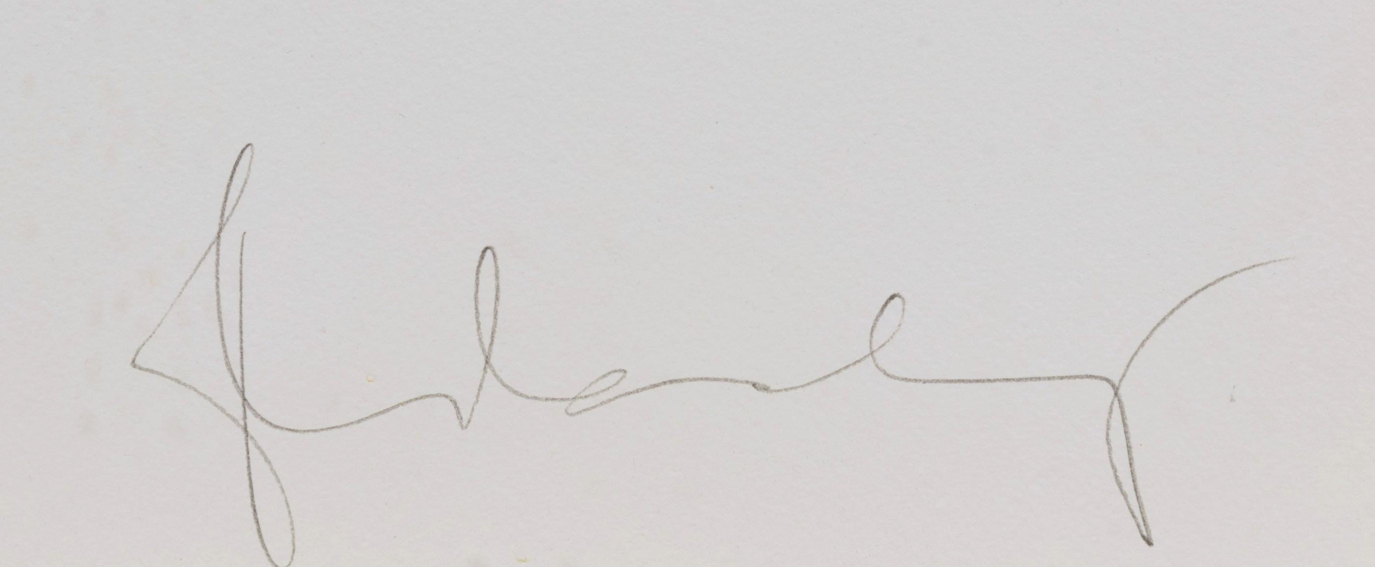 Claes Oldenburg
Col et cravate roulants (AXSOM/PLATZKER 259), 1995
Lithographie couleur sur papier de riz
Signé au crayon et numéroté au recto de l'édition limitée à 52 exemplaires.
Mesures :
Encadré :
40 x 29.75
Artwork Alone :
38 × 27 1/2