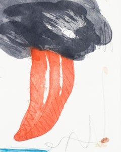 Vintage Study for Tongue Cloud, Claes Oldenburg surreal pop art landscape red and black