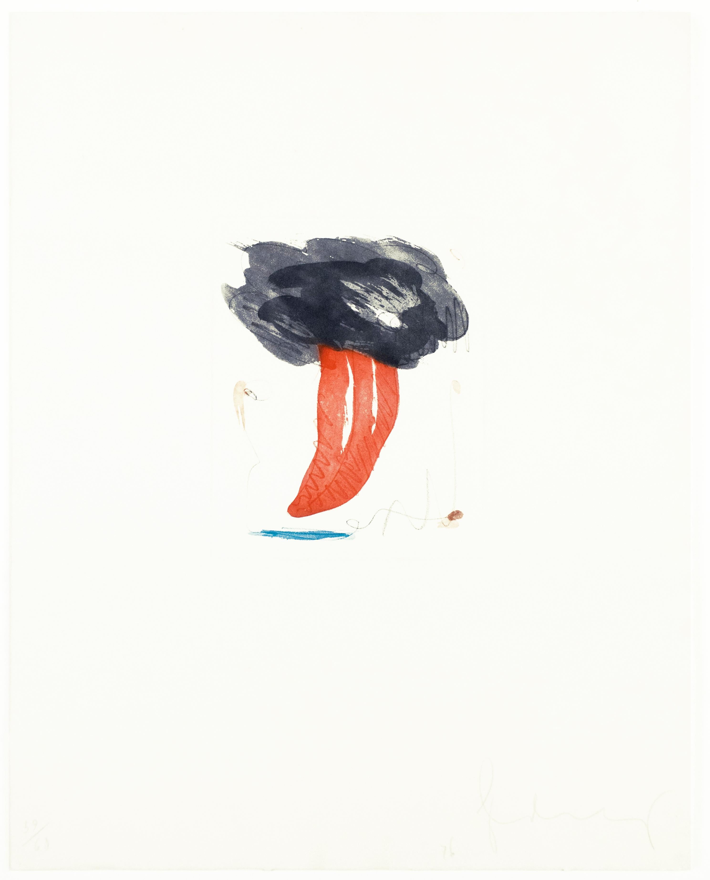 Studie für Tongue Cloud, Claes Oldenburg, surreale Pop-Art-Landschaft in Rot und Schwarz im Angebot 1