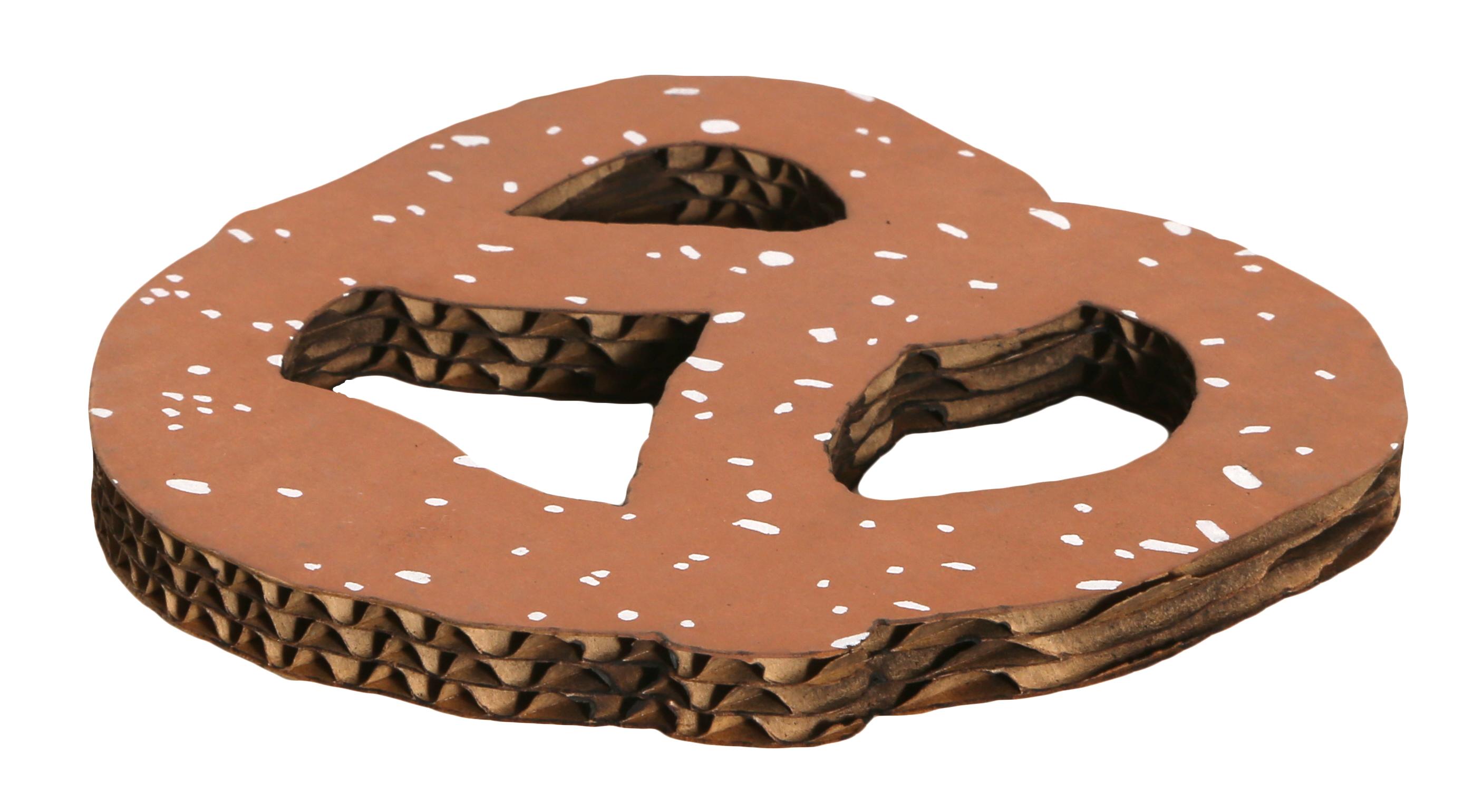 Artist: Claes Oldenburg, Swedish/American (1929 - )
Title: N.Y.C Pretzel
Year: 1994
Medium: Three-ply cardboard multiple with screenprint, stamped with the signature and artist's copyright stamp on the reverse
Edition: Unlimited
Size: 6.8 x 6.5 x