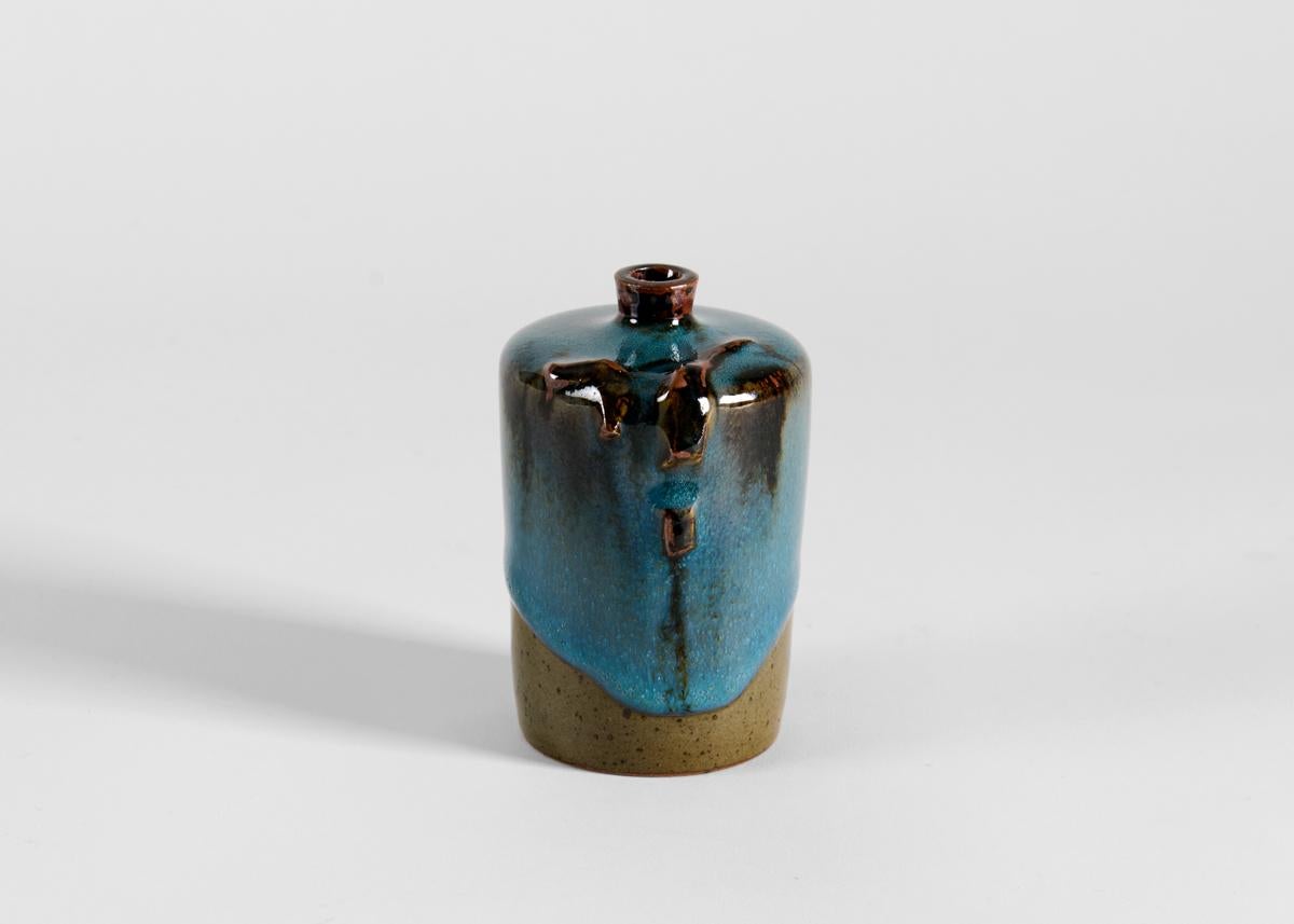 Contemporary Claes Thell, Blue Glazed Vase with Narrow Mouth, Sweden, 2011