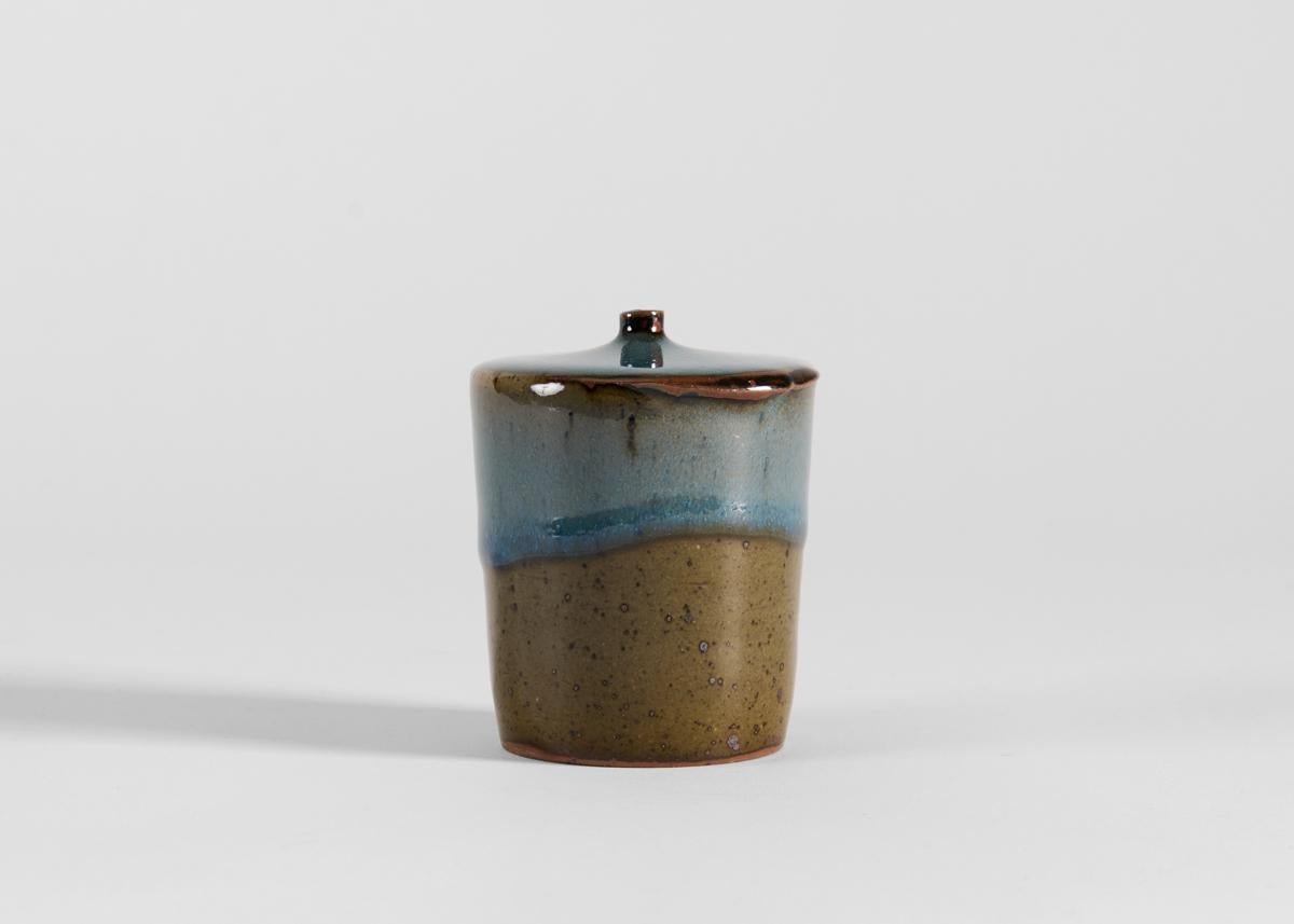 Swedish Claes Thell, Blue Glazed Vase with Small Mouth, Sweden 1994 For Sale