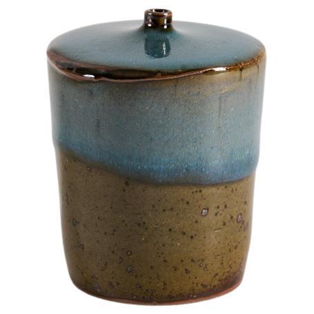 Claes Thell, Blue Glazed Vase with Small Mouth, Sweden 1994 For Sale