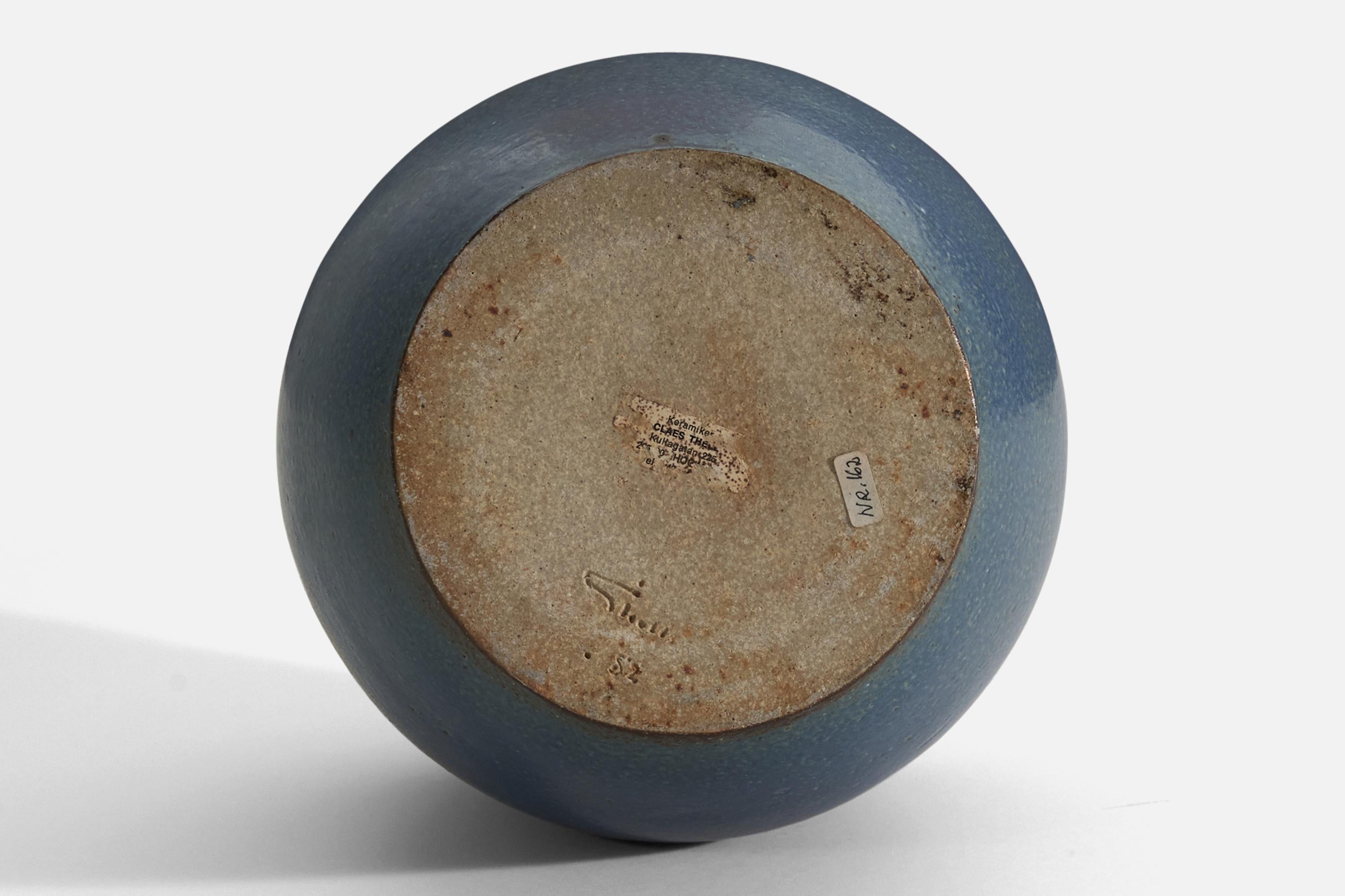 Claes Thell, Small Vase, Glazed Stoneware, Höganäs, Sweden, 1960s For Sale 1