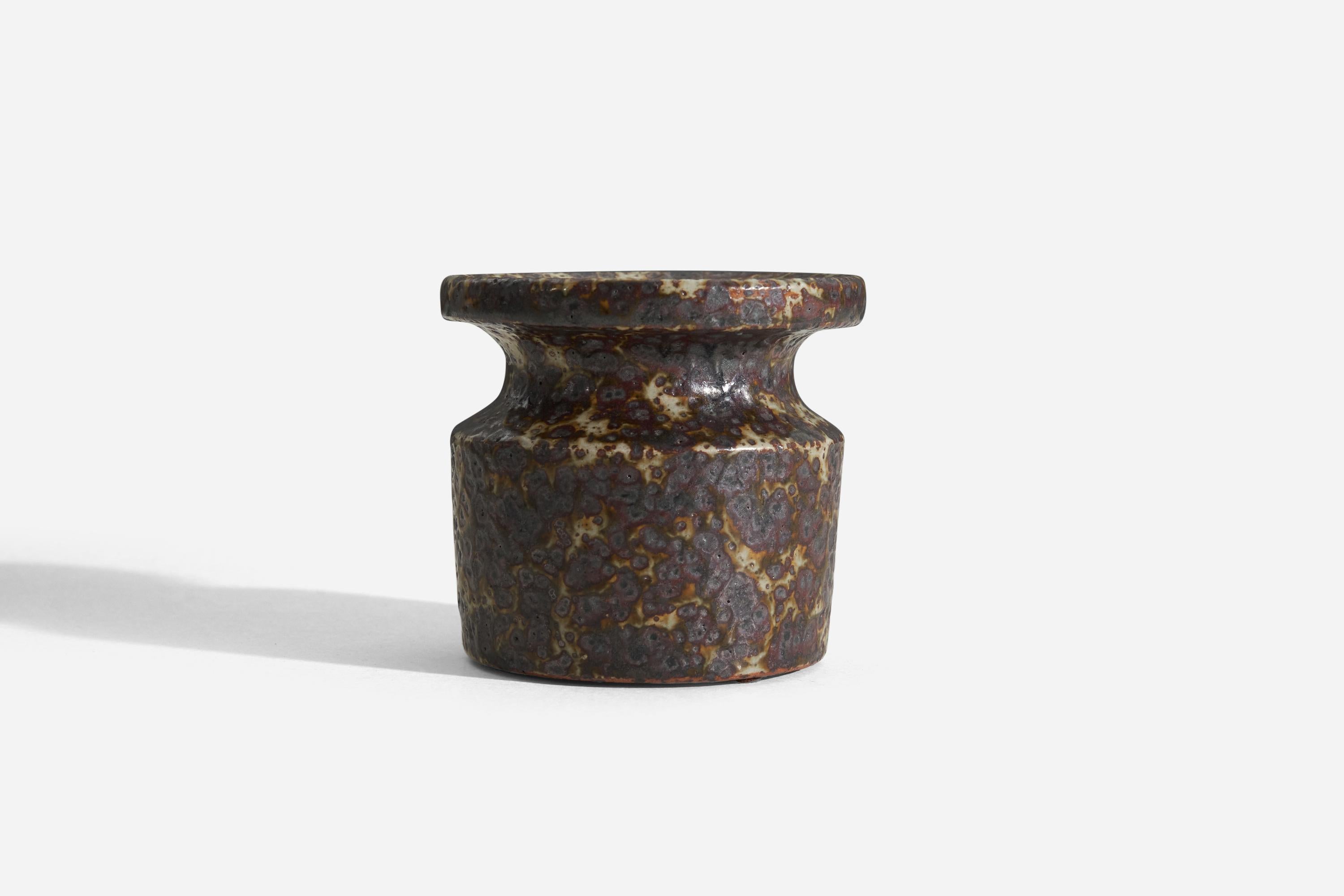 Swedish Claes Thell, Small Vase, Glazed Stoneware, Höganäs, Sweden, 1960s For Sale