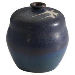 Claes Thell, kleine Vase, glasiertes Steingut, Hgans, Schweden, 1960er Jahre