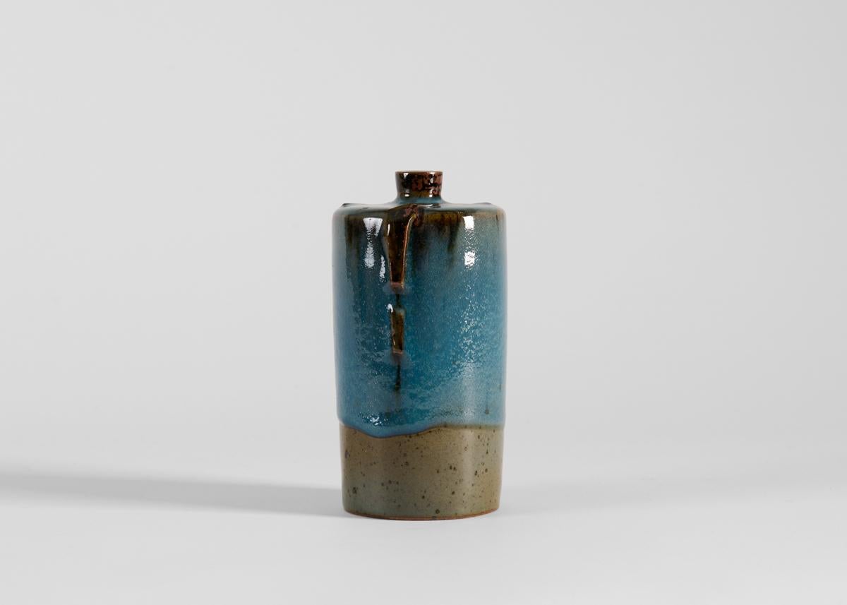 Swedish Claes Thell, Tall Blue Glazed Vase, Sweden, 1987