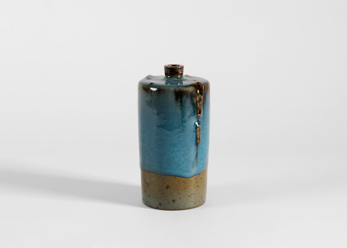 Late 20th Century Claes Thell, Tall Blue Glazed Vase, Sweden, 1987
