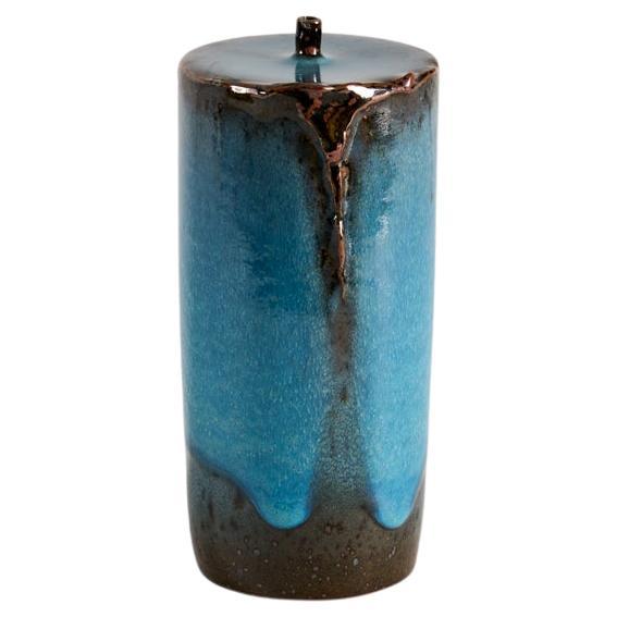 Claes Thell, Tall Blue Glazed Vase, Sweden, 1992 For Sale