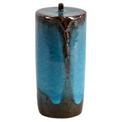 Vintage Claes Thell, Tall Blue Glazed Vase, Sweden, 1992