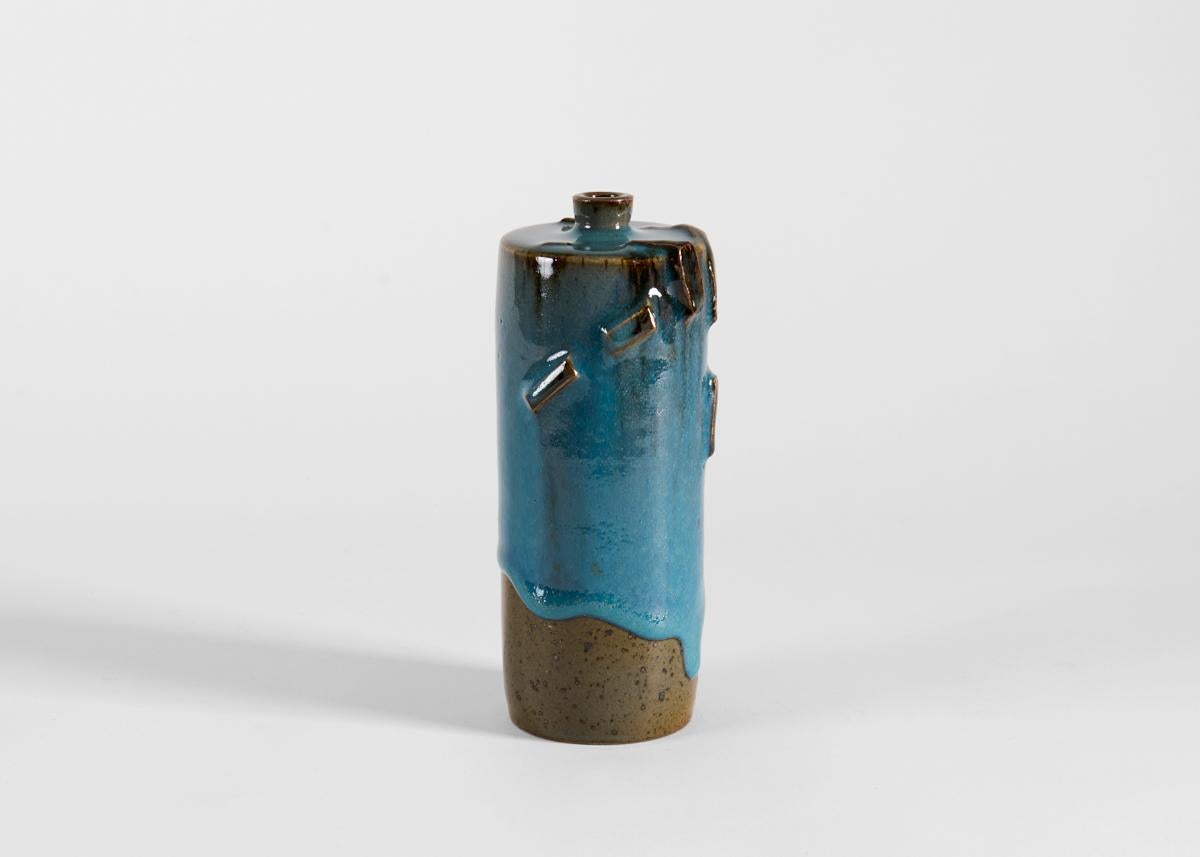Contemporary Claes Thell, Tall Blue Glazed Vase, Sweden, 2002