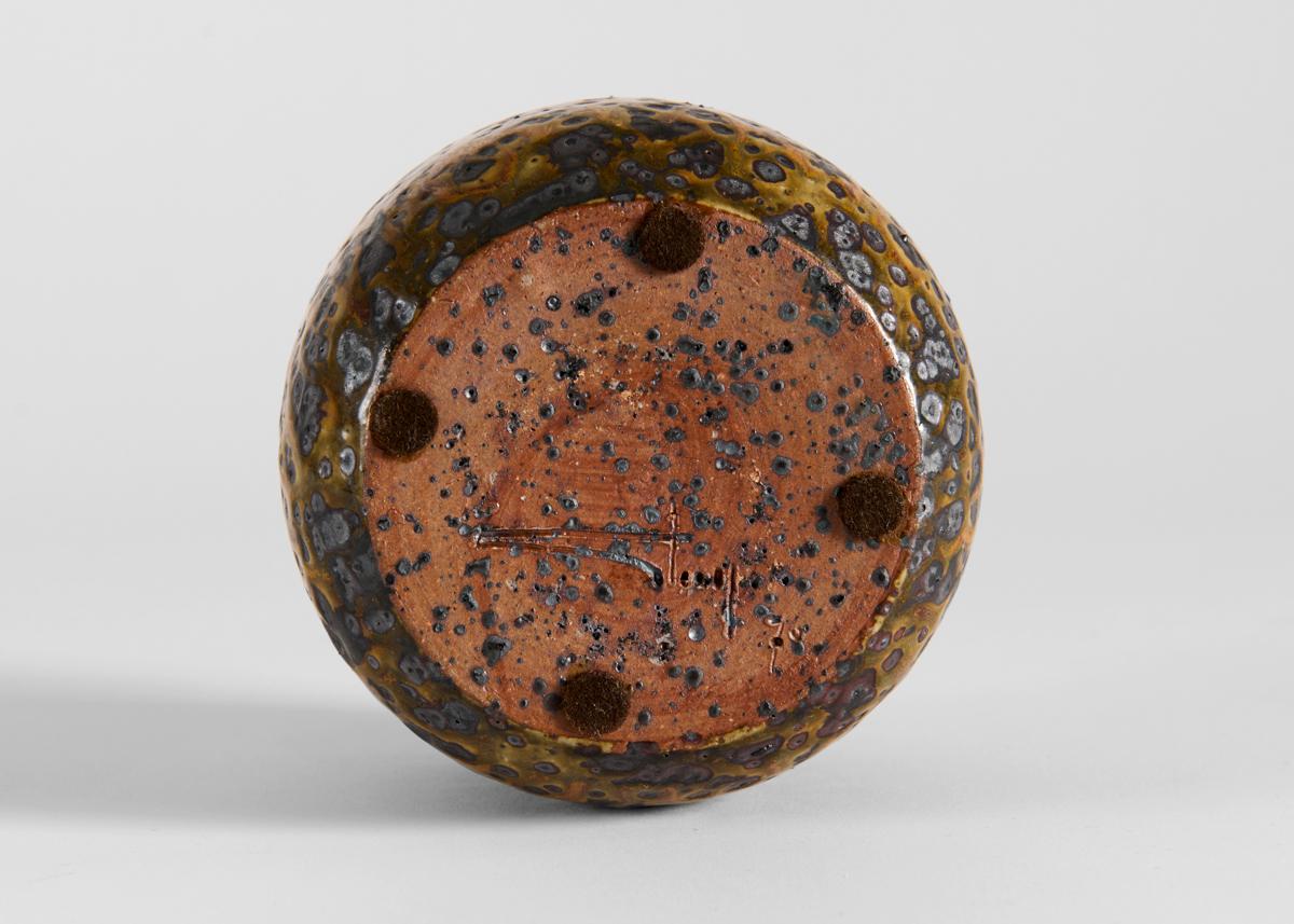 Glazed Claes Thell, Vase with Brown Yellow Glaze, Sweden, 1970s