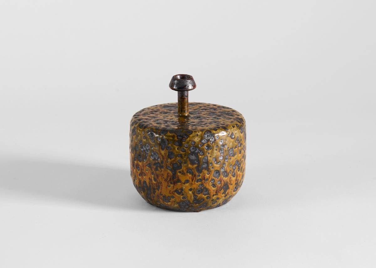 Claes Thell, Vase with Brown Yellow Glaze, Sweden, 1970s In Good Condition In New York, NY