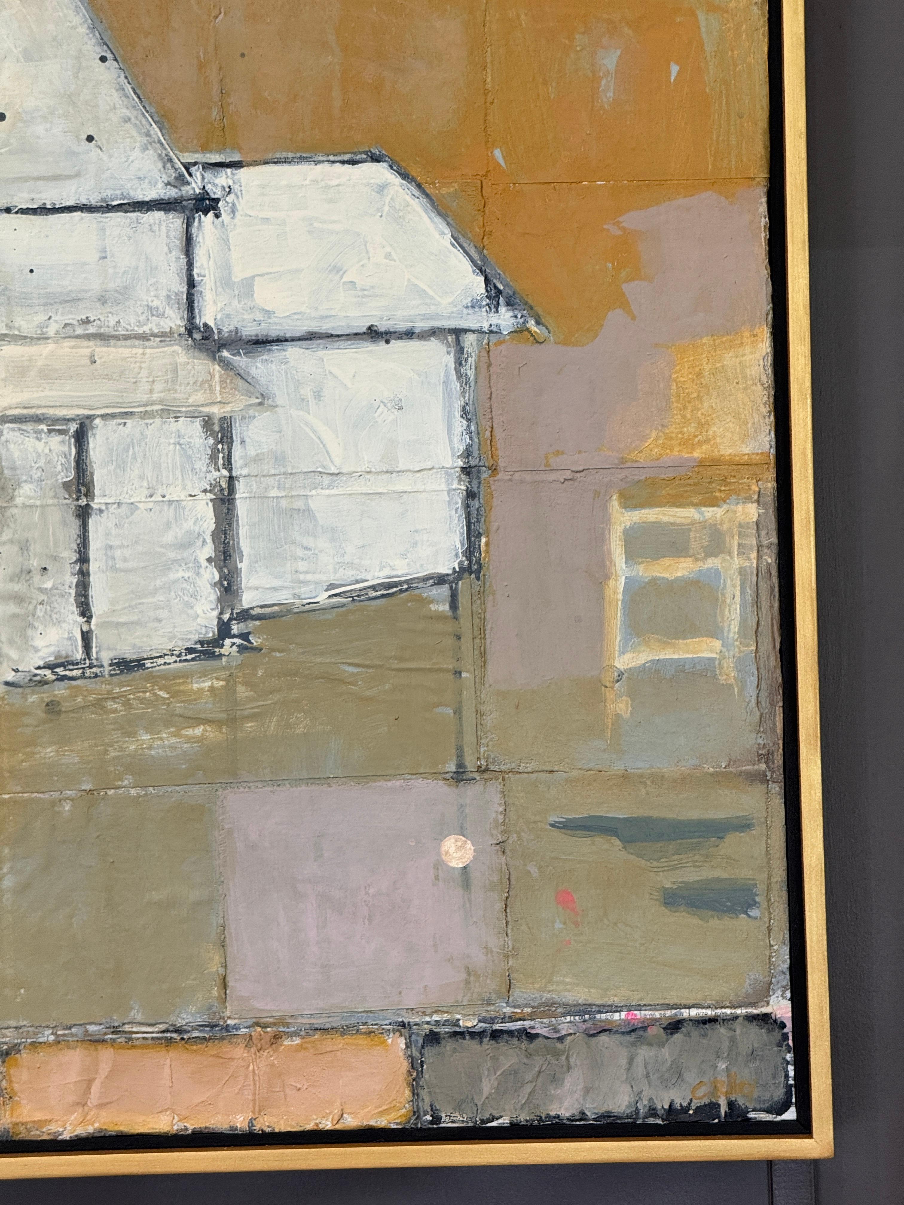 Claiborne Riley “House #4” Acrylic and Collage on Canvas (amerikanisch) im Angebot