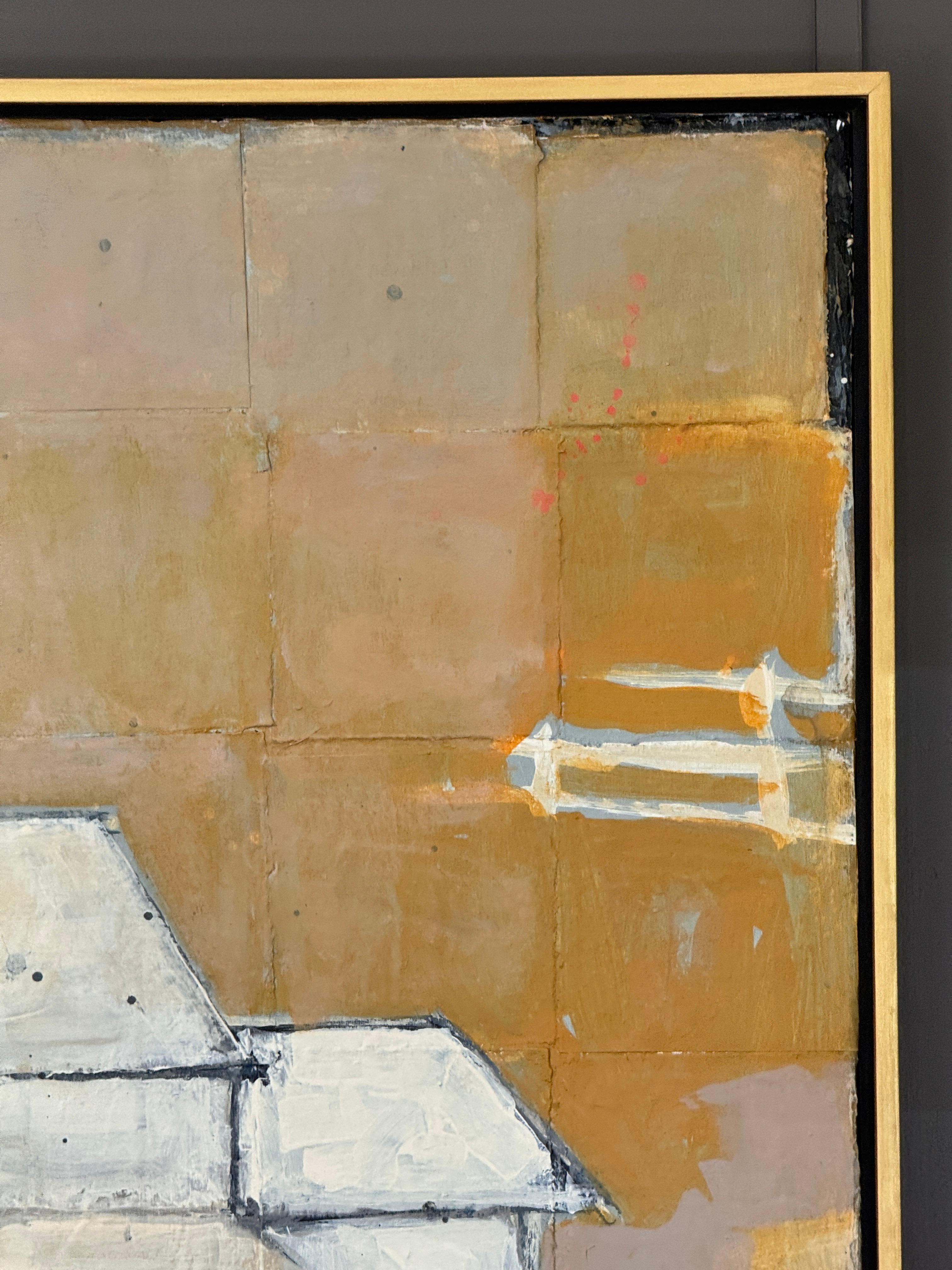 Claiborne Riley “House #4” Acrylic and Collage on Canvas (Handbemalt) im Angebot