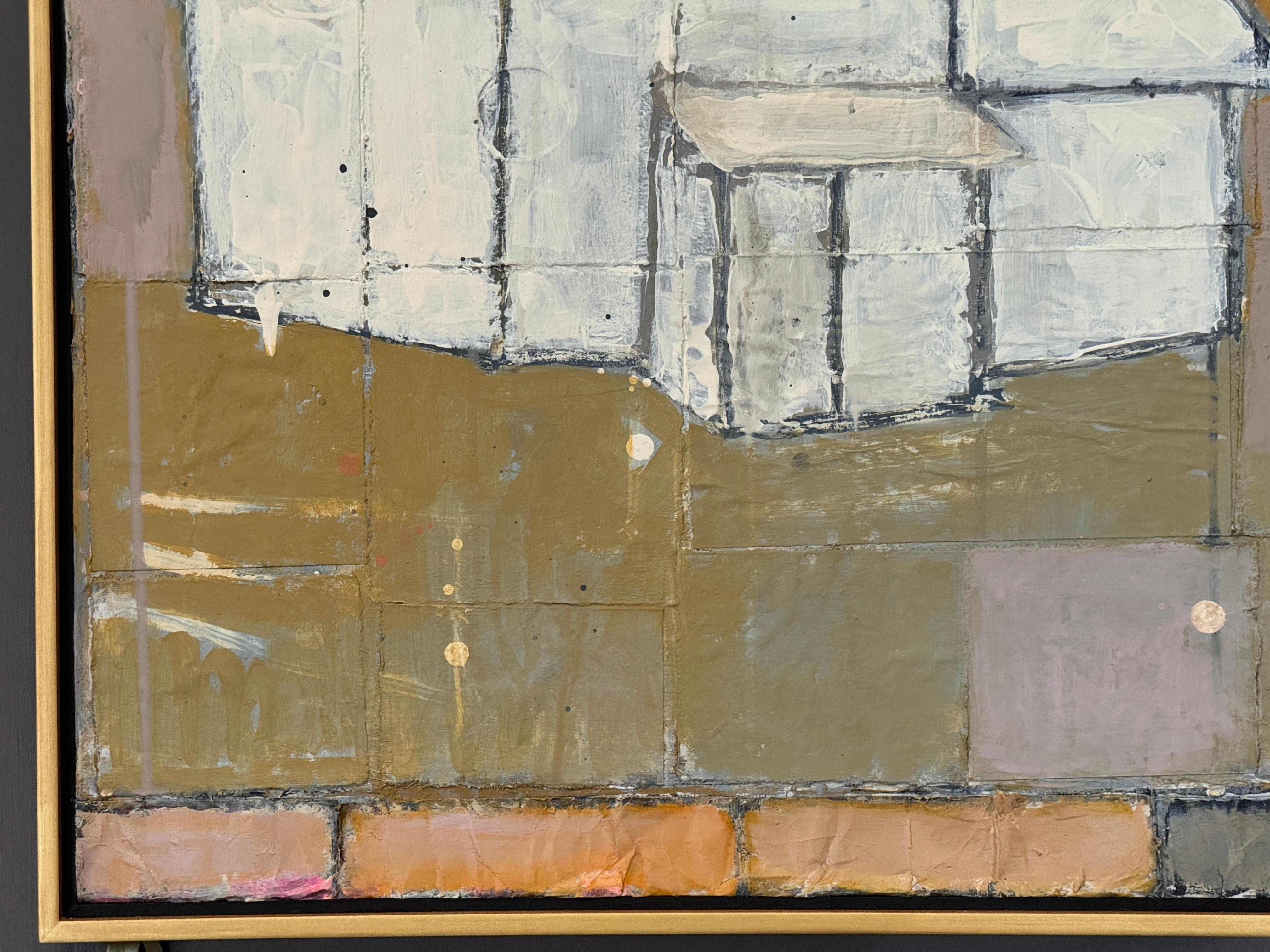 Claiborne Riley “House #4” Acrylic and Collage on Canvas (21. Jahrhundert und zeitgenössisch) im Angebot