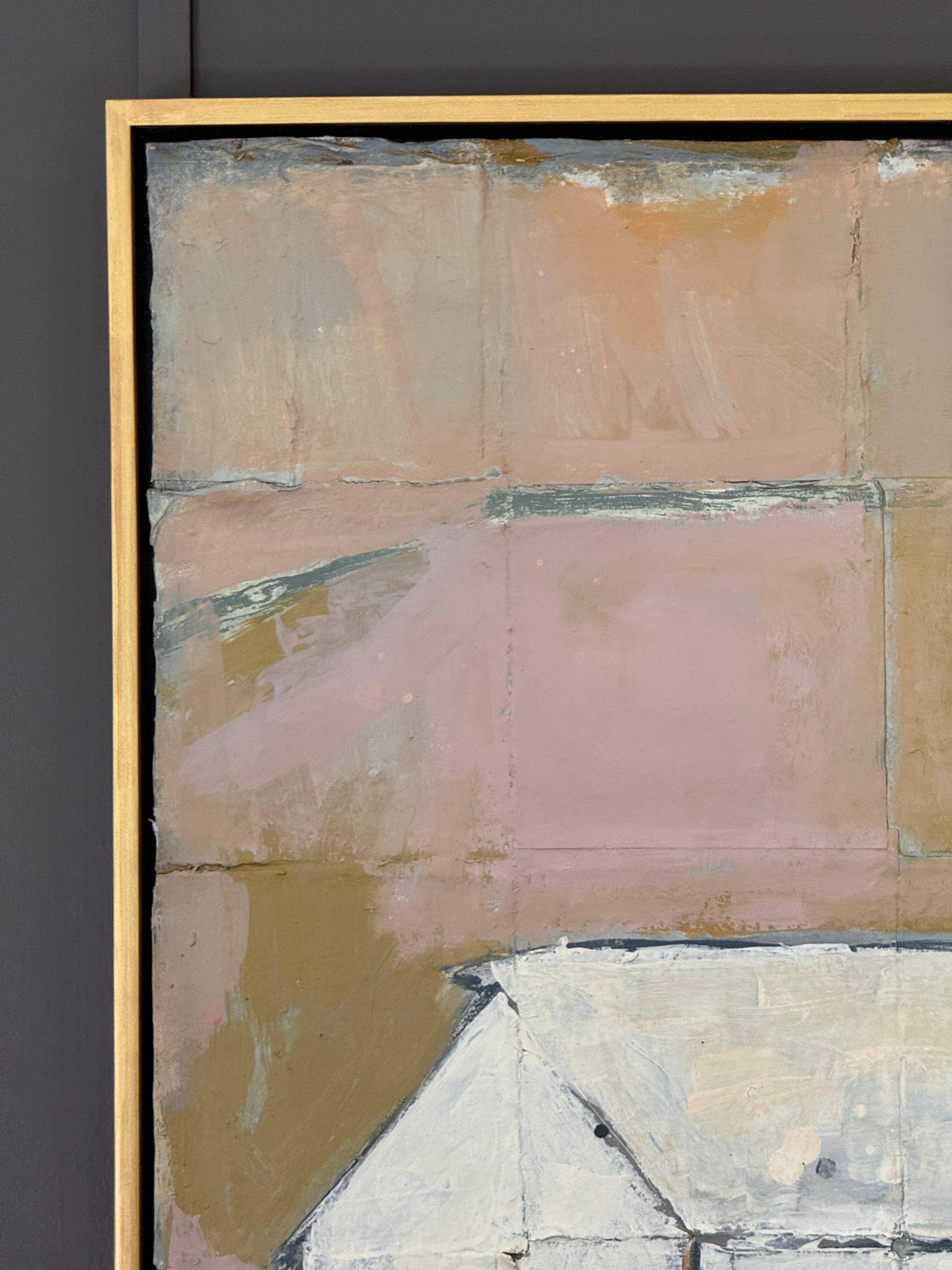 Claiborne Riley “House #4” Acrylic and Collage on Canvas (Leinwand) im Angebot