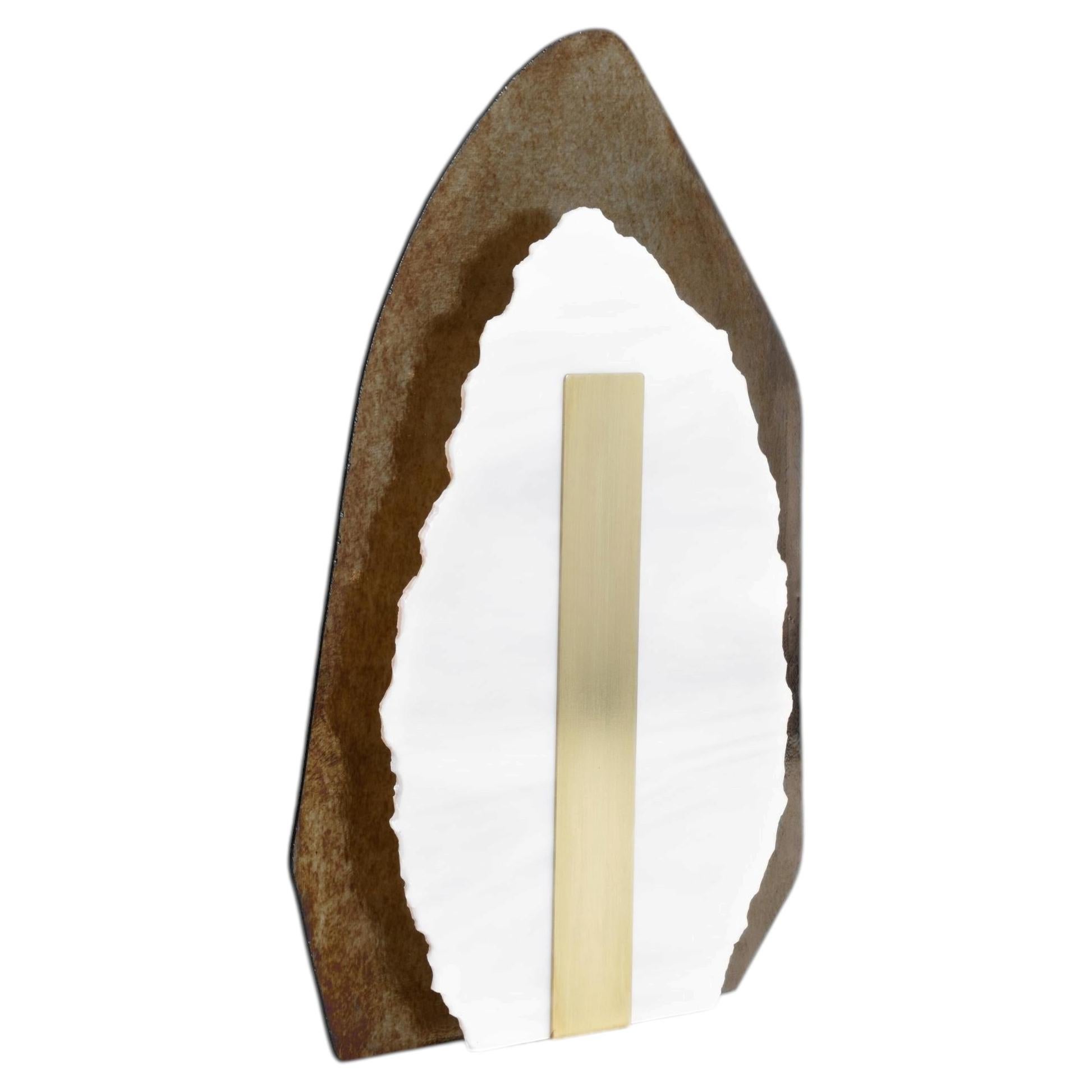 Contemporary Two Layered Brown Glass and Brass Table Lamp by Marie Jeunet For Sale