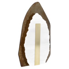 Contemporary Two Layered Brown Glass and Brass Table Lamp by Marie Jeunet