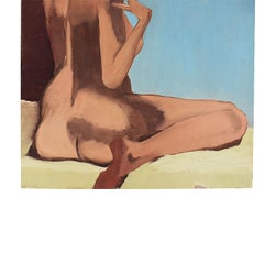 Peinture de portrait d'une femme nue en bleu de Clair Seglem