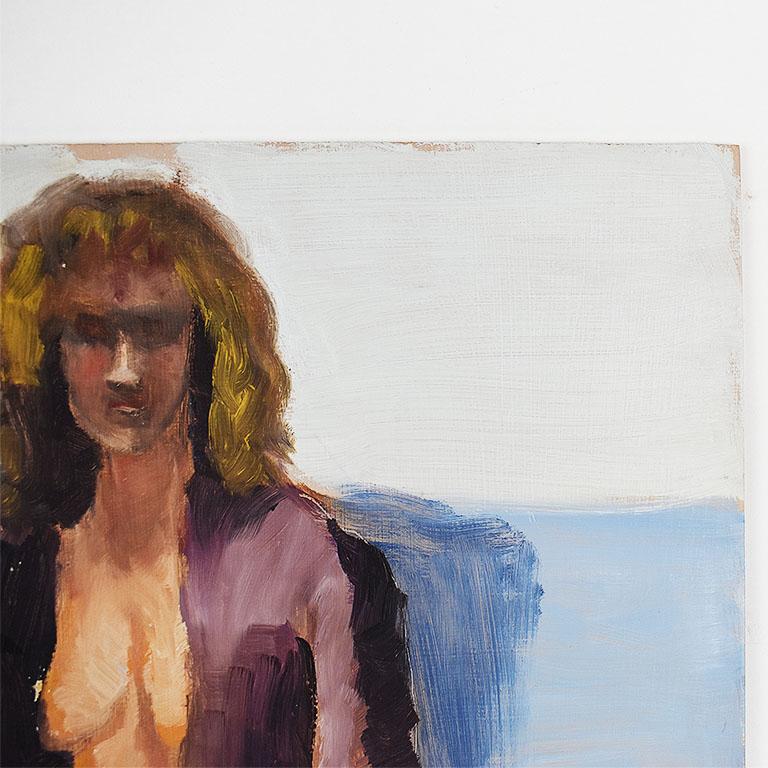 Americano Clair Seglem Ritratto originale di donna nuda in viola in vendita