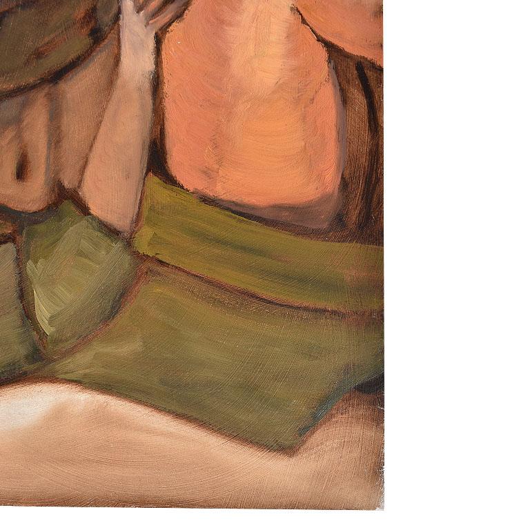 Post-Modern Clair Seglem Portrait Painting of a Nude Woman, Unsigned