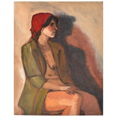 Peinture de portrait d'une femme nue de Clair Seglem, non signée