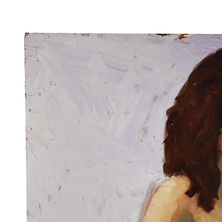 Américain Clair Seglem Grand tableau de portrait de nu d'une femme en position couchée en vente
