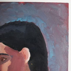 Clair Seglem Vintage Tall Portrait Painting of a Woman in Pink Dress