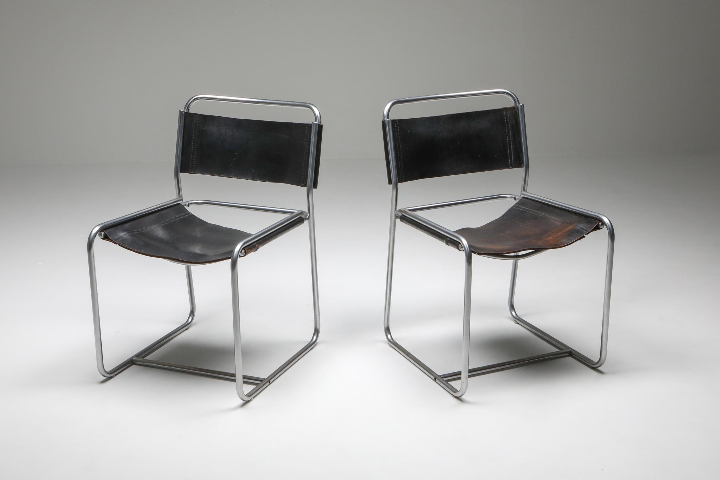 Bauhaus Claire Bataille and Paul Ibens Tubular Dining Chairs Model SE18 for ’t Spectrum