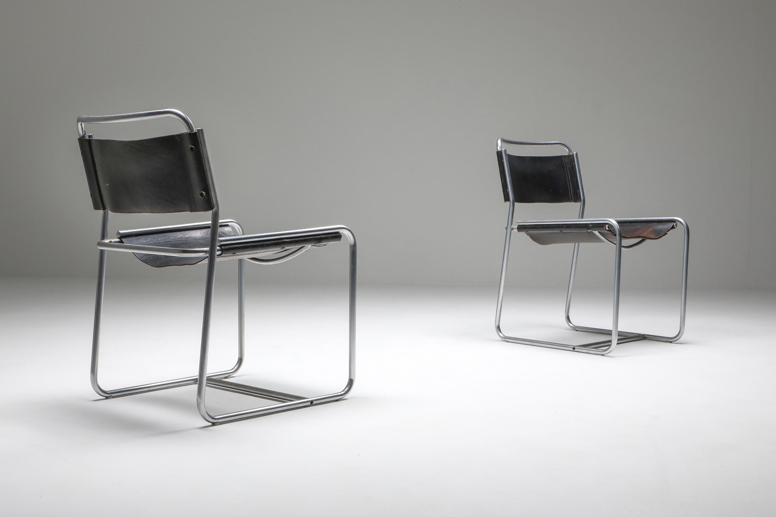European Claire Bataille and Paul Ibens Tubular Dining Chairs Model SE18 for ’t Spectrum