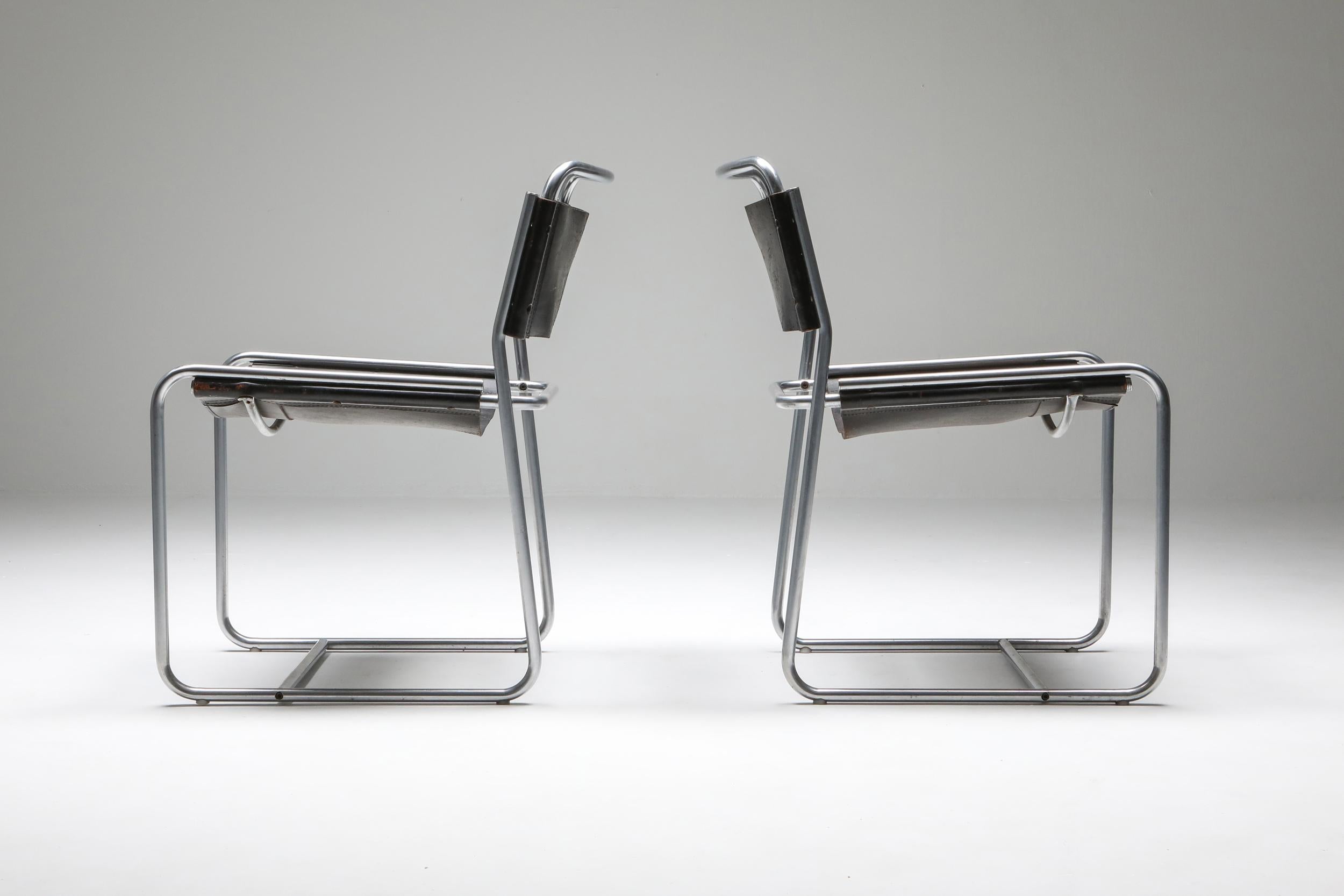 Claire Bataille and Paul Ibens Tubular Dining Chairs Model SE18 for ’t Spectrum In Good Condition In Antwerp, BE