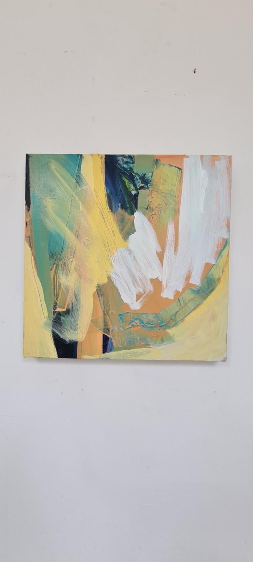 Claire Chandler, Foglie gialle, Pittura astratta originale, Arte accessibile in vendita 1